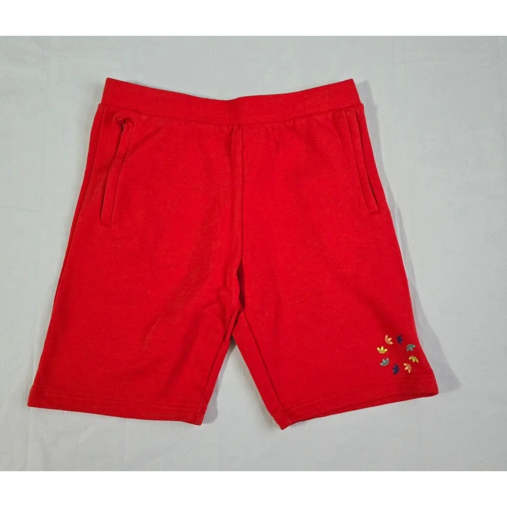 Adidas Originals Boys Red Trefoil Circle Logo Sweat Shorts Size L 13-14Y